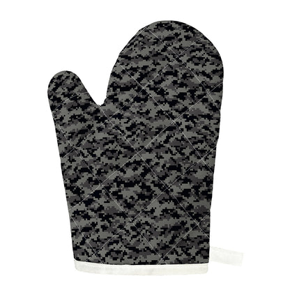 Black And Grey Digital Camo Print Single Oven Mitt