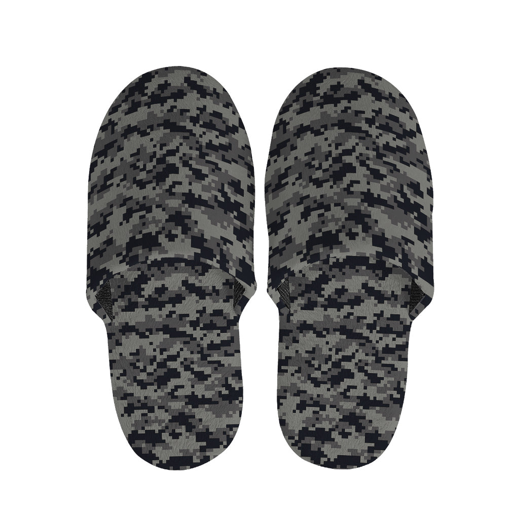 Black And Grey Digital Camo Print Slippers