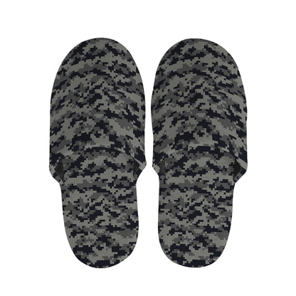 Black And Grey Digital Camo Print Slippers