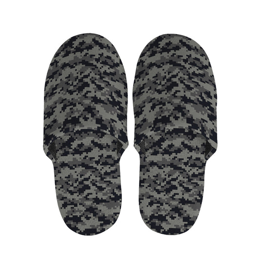 Black And Grey Digital Camo Print Slippers
