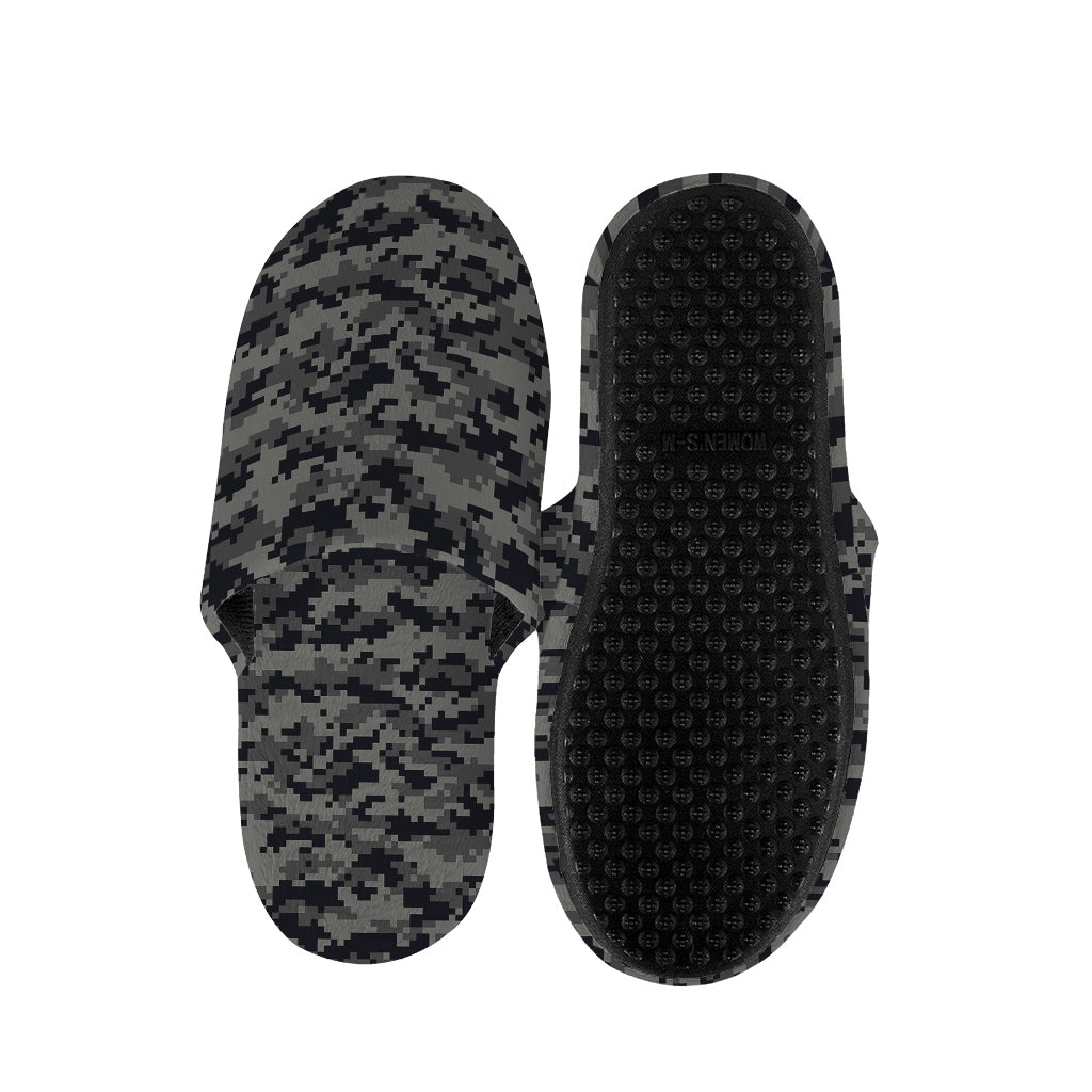 Black And Grey Digital Camo Print Slippers