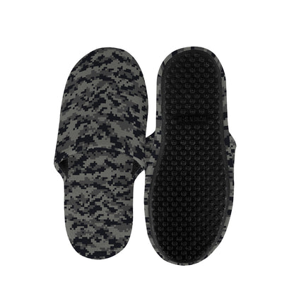 Black And Grey Digital Camo Print Slippers