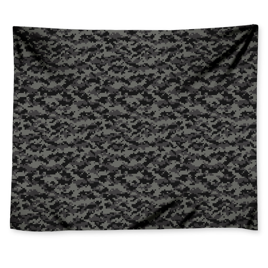 Black And Grey Digital Camo Print Tapestry
