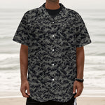 Black And Grey Digital Camo Print Textured Short Sleeve Shirt