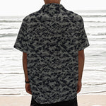Black And Grey Digital Camo Print Textured Short Sleeve Shirt