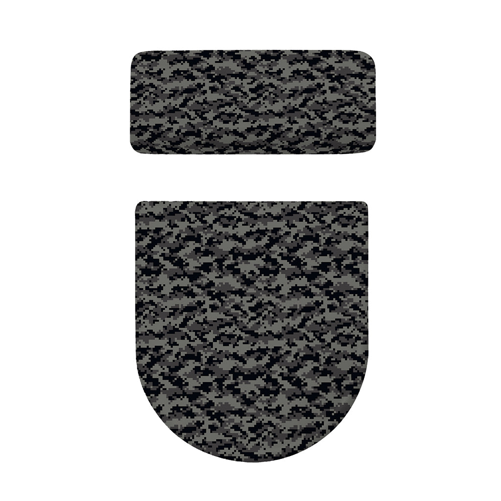 Black And Grey Digital Camo Print Toilet Lid And Tank Cover Set