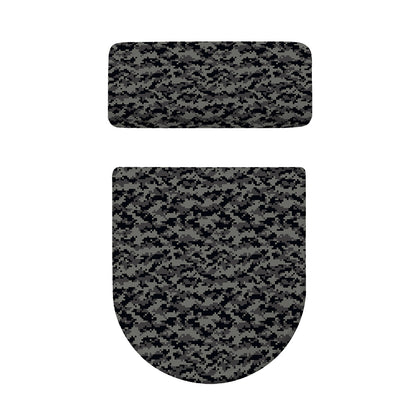 Black And Grey Digital Camo Print Toilet Lid And Tank Cover Set
