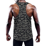 Black And Grey Digital Camo Print Training Tank Top