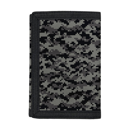 Black And Grey Digital Camo Print Trifold Wallet