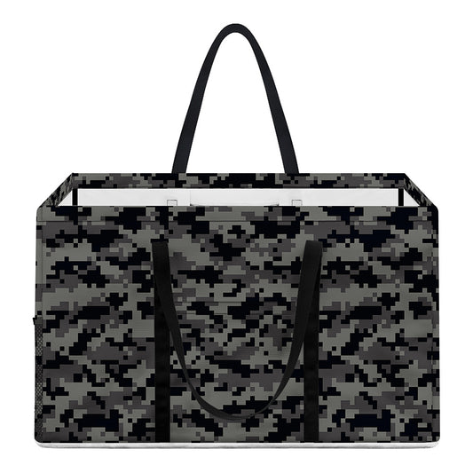Black And Grey Digital Camo Print Utility Tote Bag