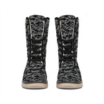 Black And Grey Digital Camo Print Winter Boots