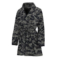 Black And Grey Digital Camo Print Women's Bathrobe