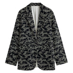 Black And Grey Digital Camo Print Women's Blazer