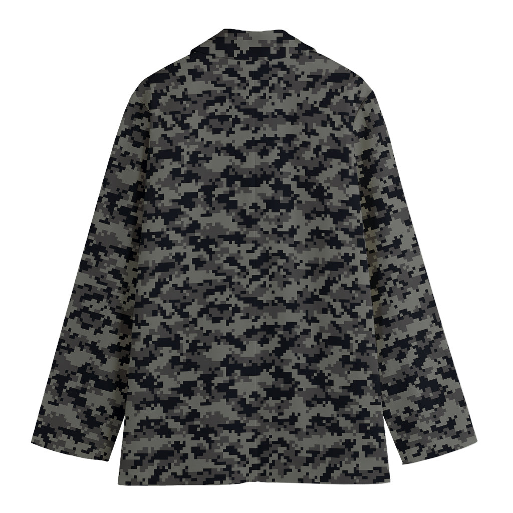 Black And Grey Digital Camo Print Women's Blazer