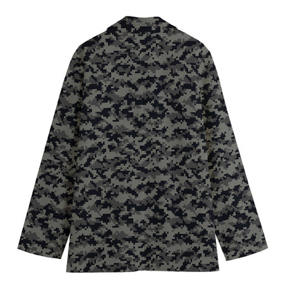 Black And Grey Digital Camo Print Women's Blazer
