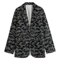 Black And Grey Digital Camo Print Women's Cotton Blazer