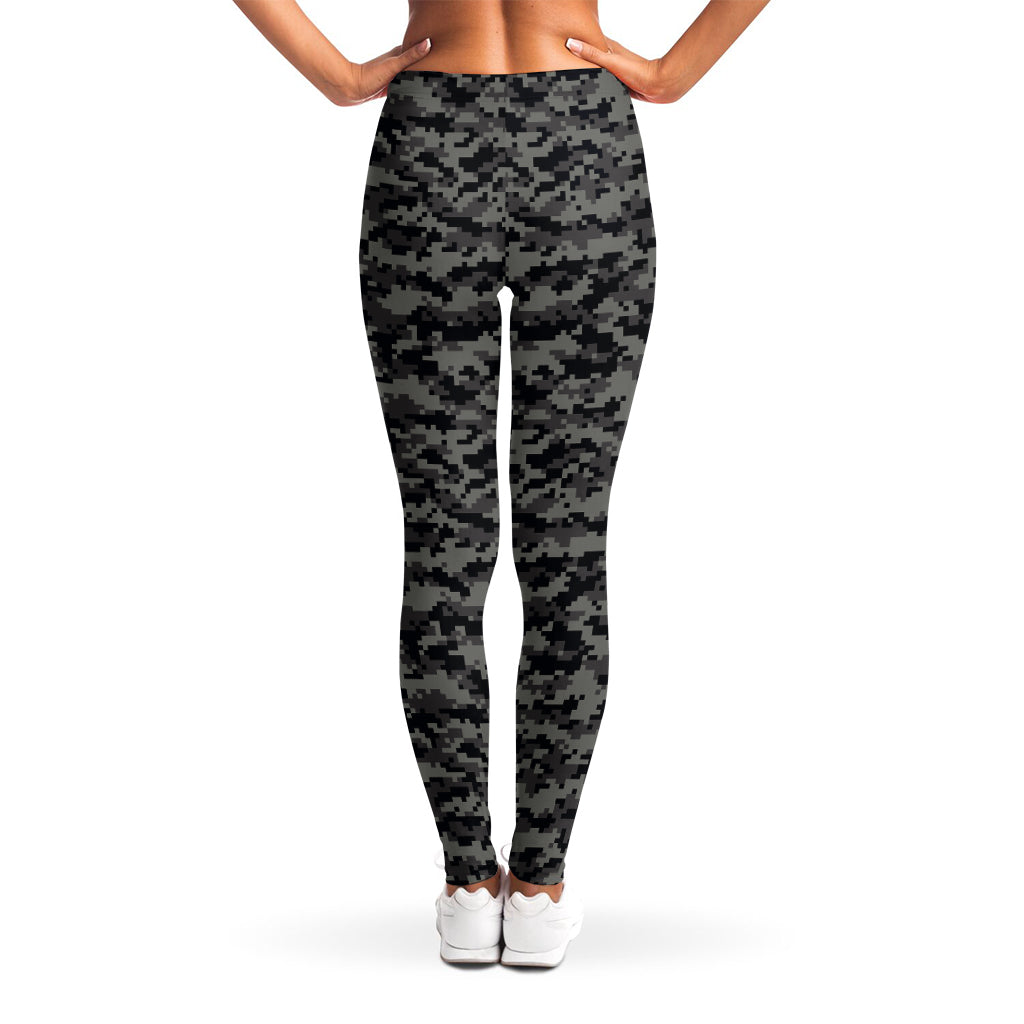 Black And Grey Digital Camo Print Women's Leggings