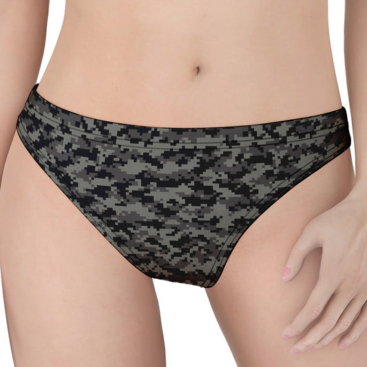 Black And Grey Digital Camo Print Women's Thong