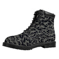 Black And Grey Digital Camo Print Padded Collar Lace Up Boots