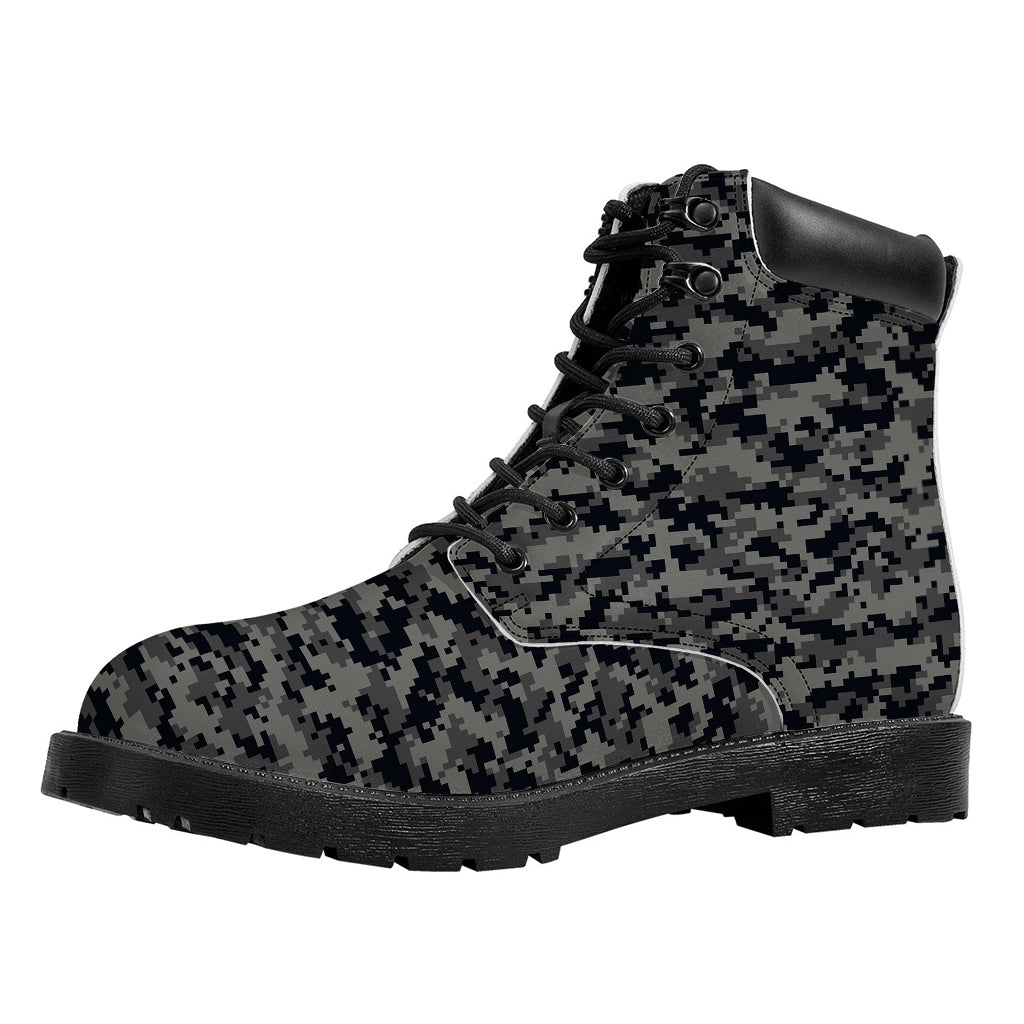 Black And Grey Digital Camo Print Work Boots