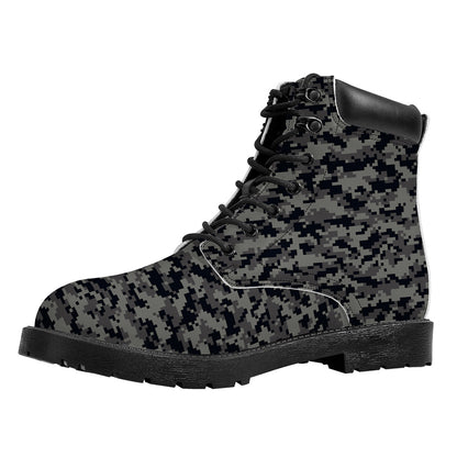 Black And Grey Digital Camo Print Work Boots
