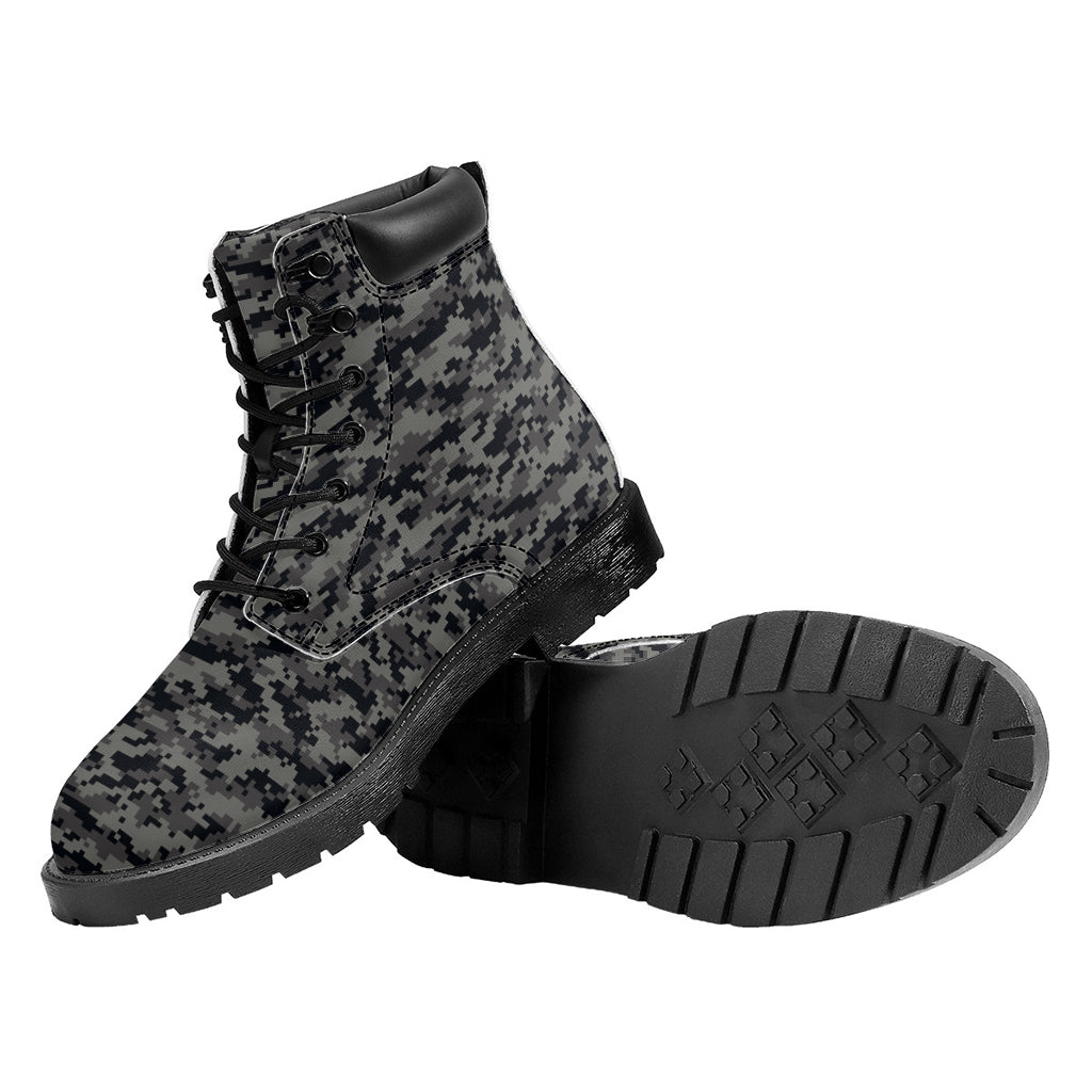 Black And Grey Digital Camo Print Work Boots