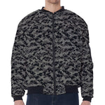 Black And Grey Digital Camo Print Zip Sleeve Bomber Jacket