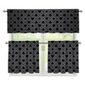 Black And Grey Playing Card Suits Print 3 Piece Kitchen Curtains