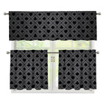 Black And Grey Playing Card Suits Print 3 Piece Kitchen Curtains