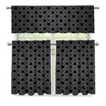 Black And Grey Playing Card Suits Print 3 Piece Kitchen Curtains