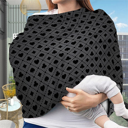 Black And Grey Playing Card Suits Print Baby Seat Cover