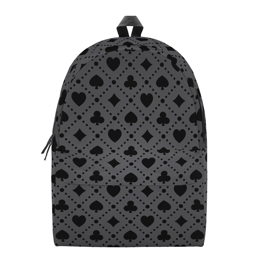 Black And Grey Playing Card Suits Print Backpack