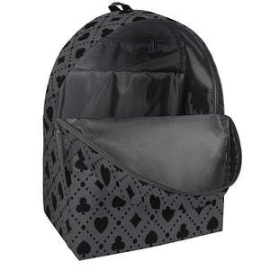 Black And Grey Playing Card Suits Print Backpack