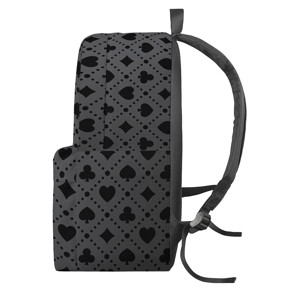 Black And Grey Playing Card Suits Print Backpack