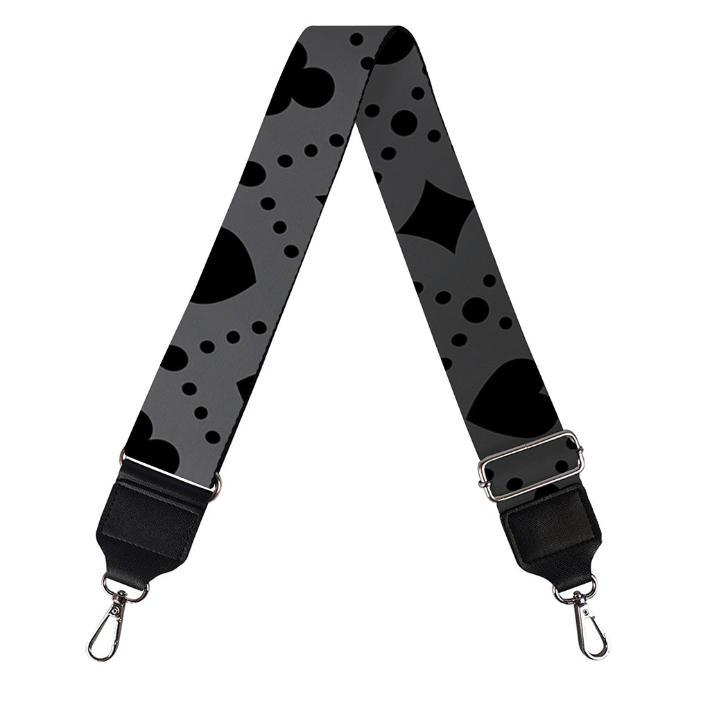 Black And Grey Playing Card Suits Print Bag Strap