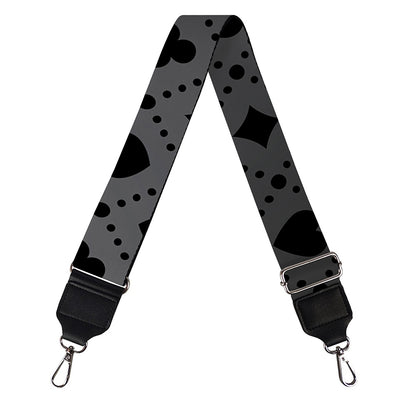 Black And Grey Playing Card Suits Print Bag Strap