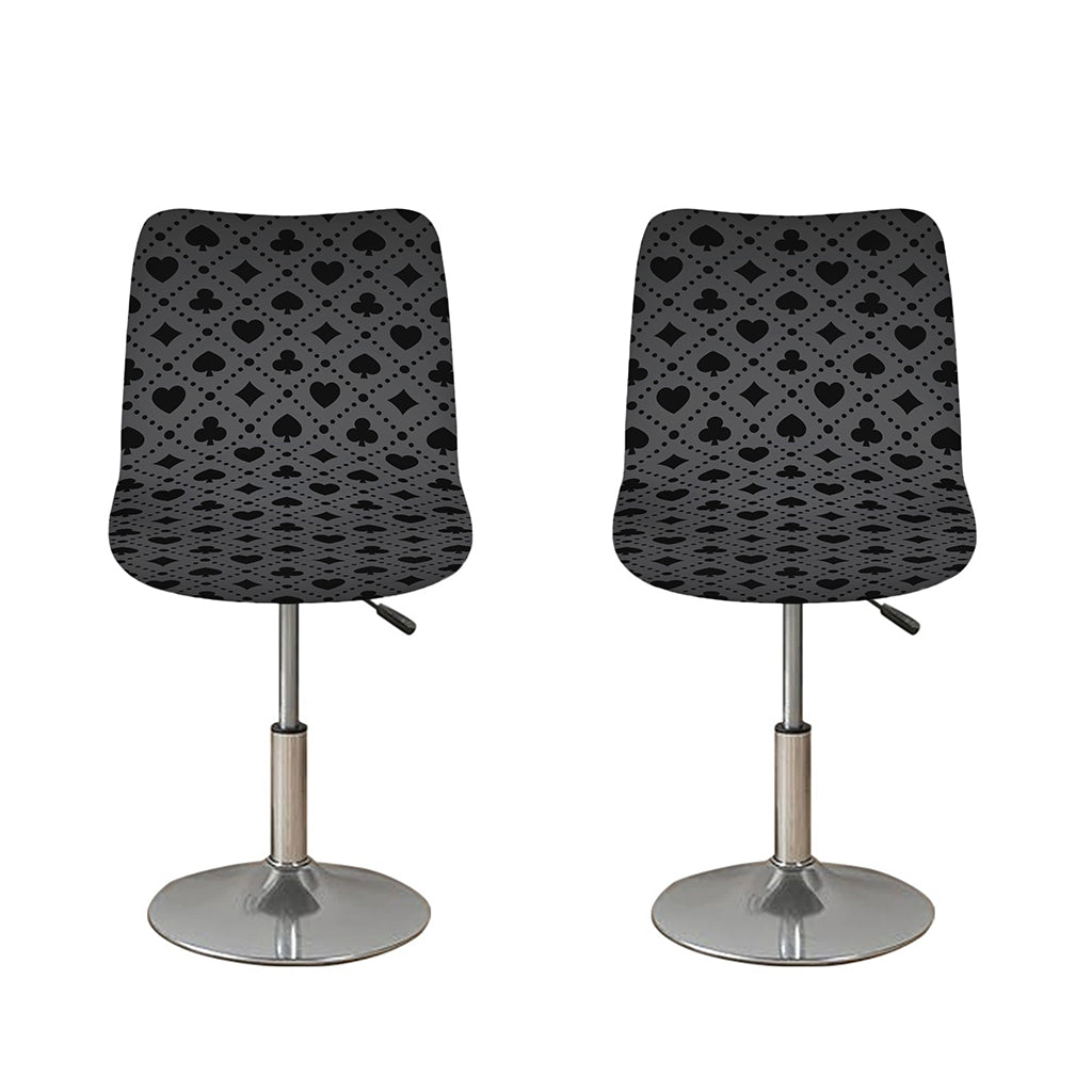 Black And Grey Playing Card Suits Print Bar Stool Covers