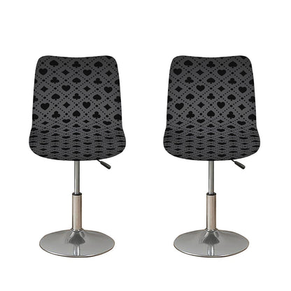 Black And Grey Playing Card Suits Print Bar Stool Covers