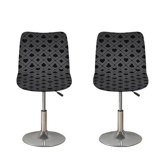 Black And Grey Playing Card Suits Print Bar Stool Covers