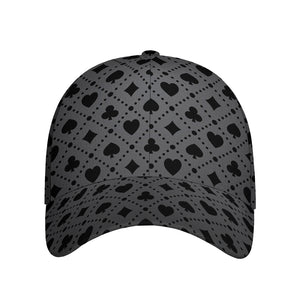 Black And Grey Playing Card Suits Print Baseball Cap