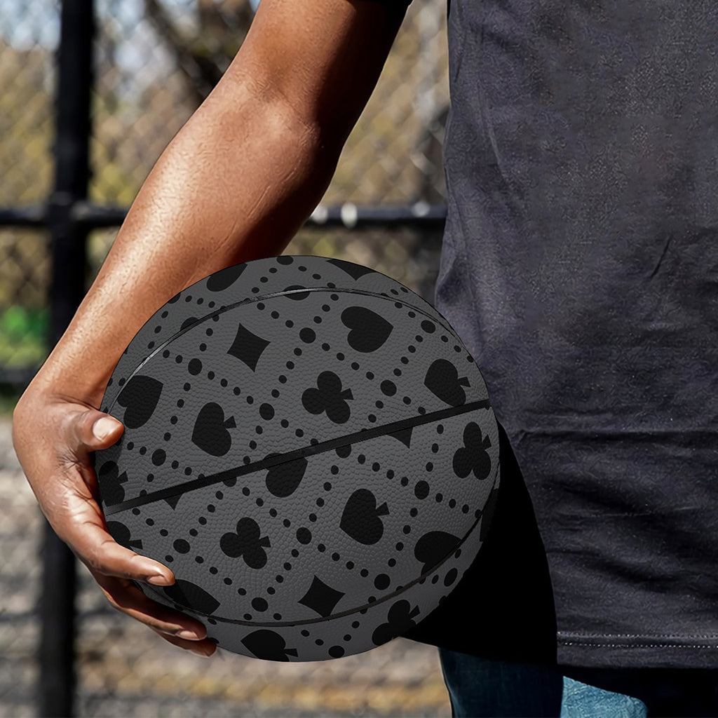 Black And Grey Playing Card Suits Print Basketball