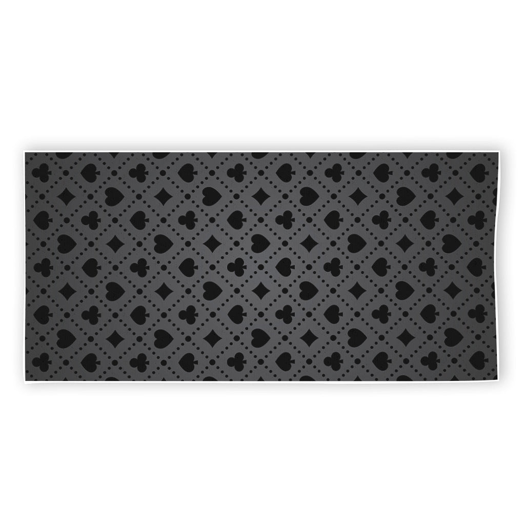 Black And Grey Playing Card Suits Print Beach Towel