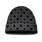 Black And Grey Playing Card Suits Print Beanie