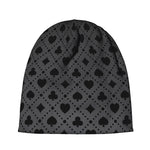 Black And Grey Playing Card Suits Print Beanie