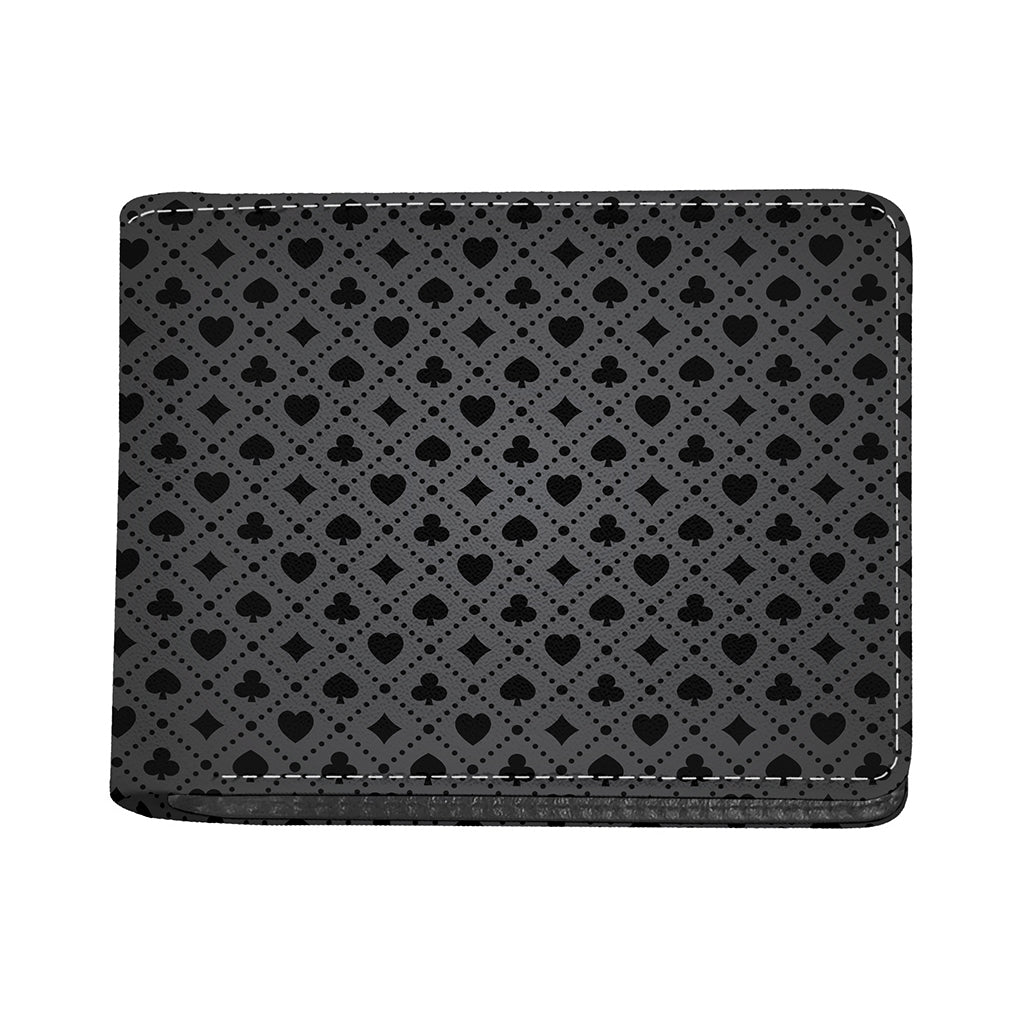 Black And Grey Playing Card Suits Print Bifold Wallet