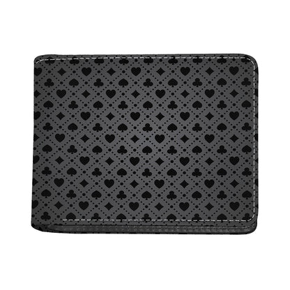 Black And Grey Playing Card Suits Print Bifold Wallet