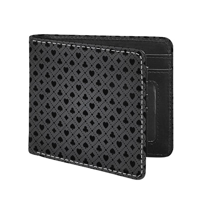 Black And Grey Playing Card Suits Print Bifold Wallet