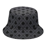 Black And Grey Playing Card Suits Print Bucket Hat