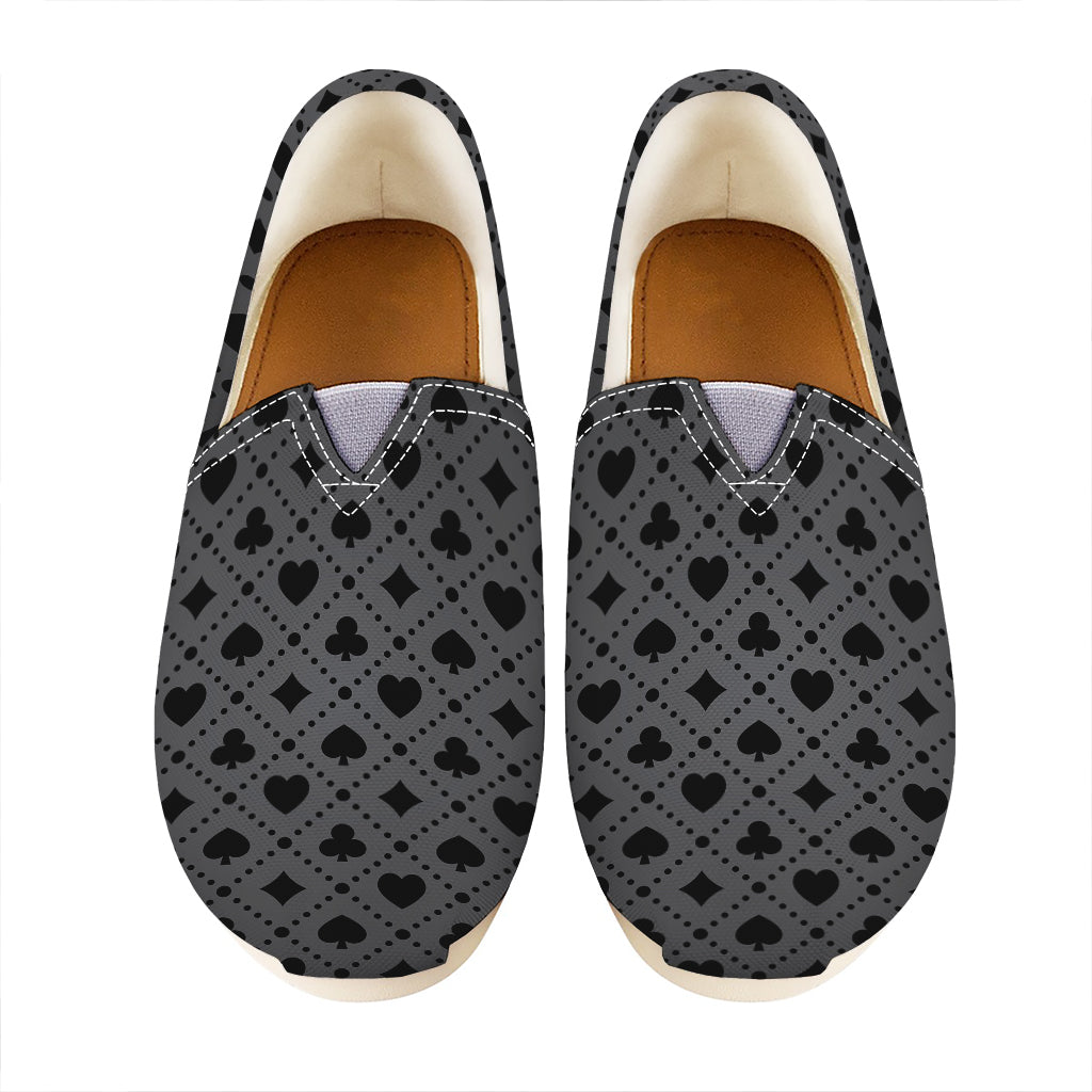 Black And Grey Playing Card Suits Print Casual Shoes