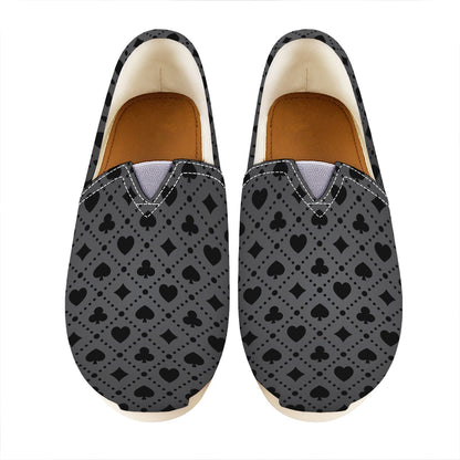 Black And Grey Playing Card Suits Print Casual Shoes